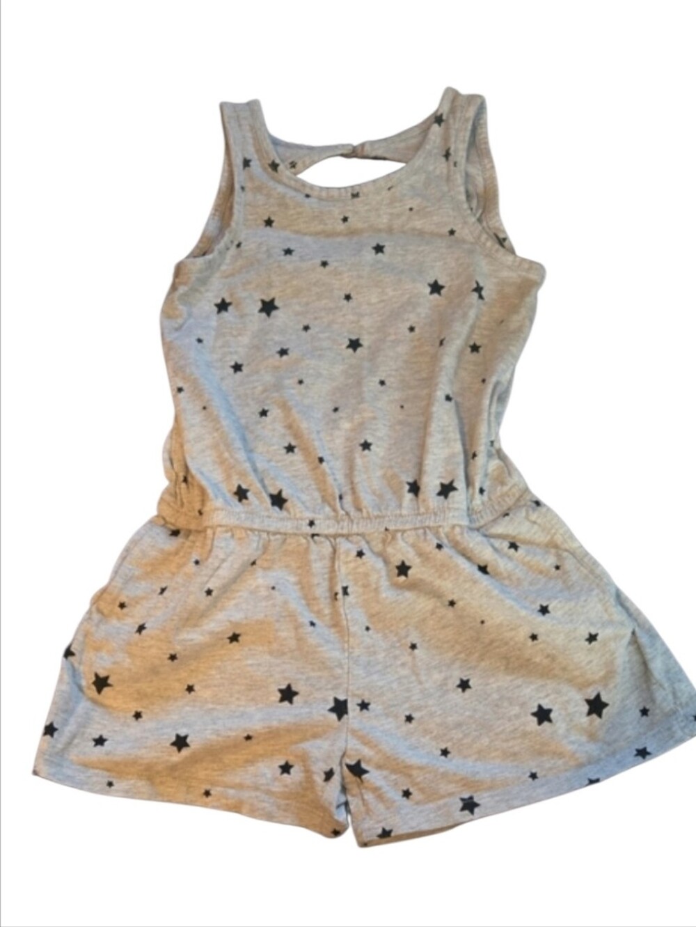 Gap Kids Grey Star Print Jersey Knit Tank Romper-XS Youth EUC